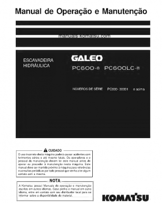 PC600-8(JPN) S/N 30001-UP Operation manual (Portuguese)