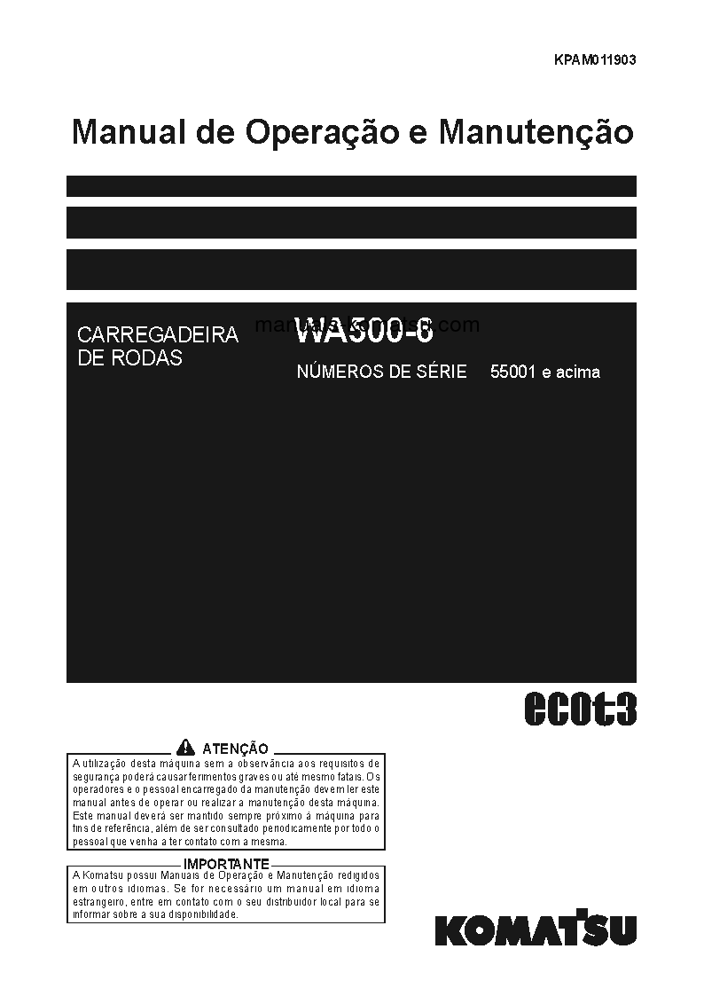 WA500-6(JPN) S/N 55001-UP Operation manual (Portuguese)