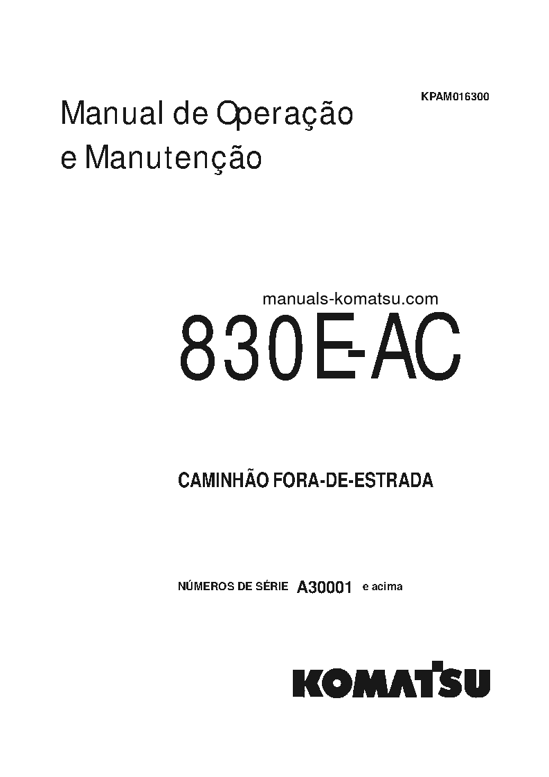 830E-AC(USA) S/N A30001-UP Operation manual (Portuguese)