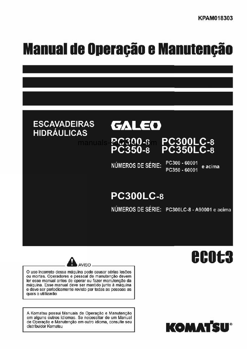 PC300LC-8(JPN) S/N 60001-UP Operation manual (Portuguese)