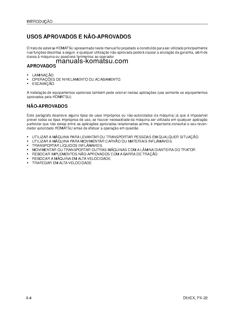 Protected: D51PX-22(BRA) S/N B10001-UP Operation manual (Portuguese)