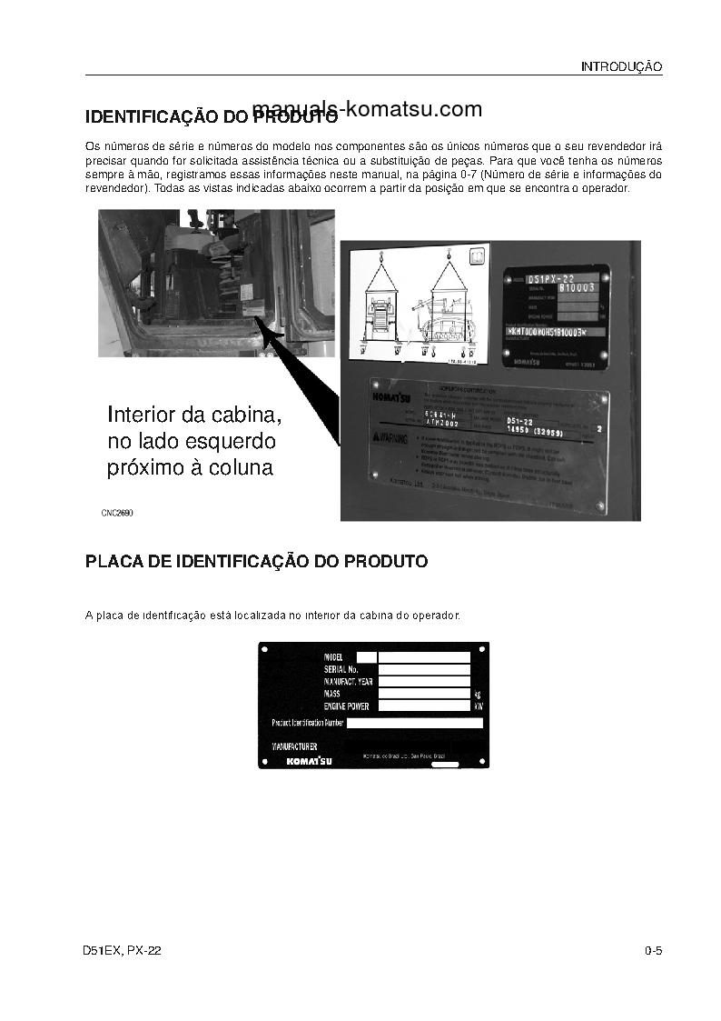 Protected: D51PX-22(BRA) S/N B10001-UP Operation manual (Portuguese)