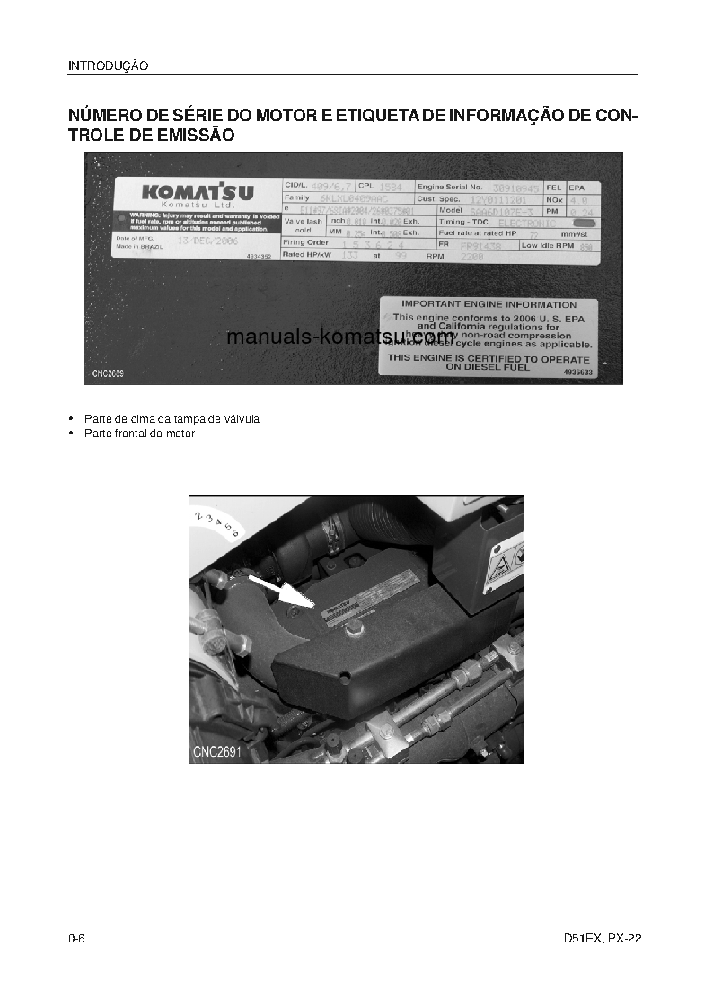 Protected: D51PX-22(BRA) S/N B10001-UP Operation manual (Portuguese)