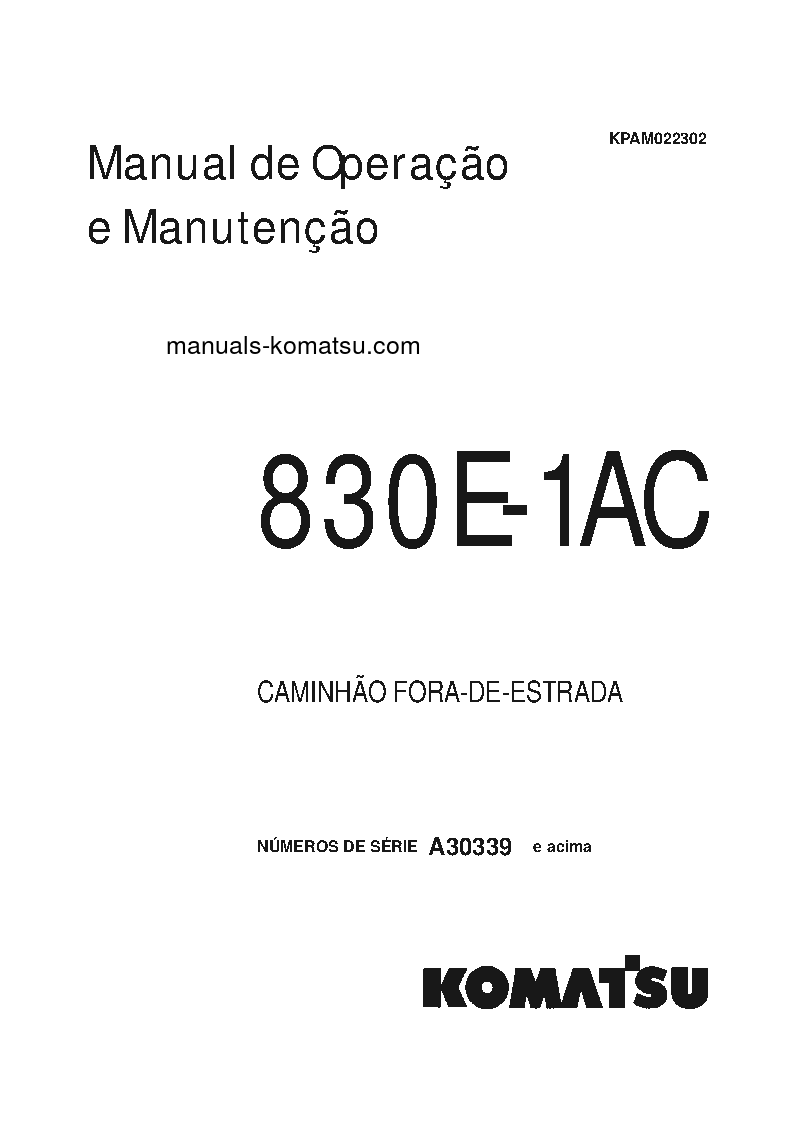 830E-1(USA)-AC S/N A30339-UP Operation manual (Portuguese)