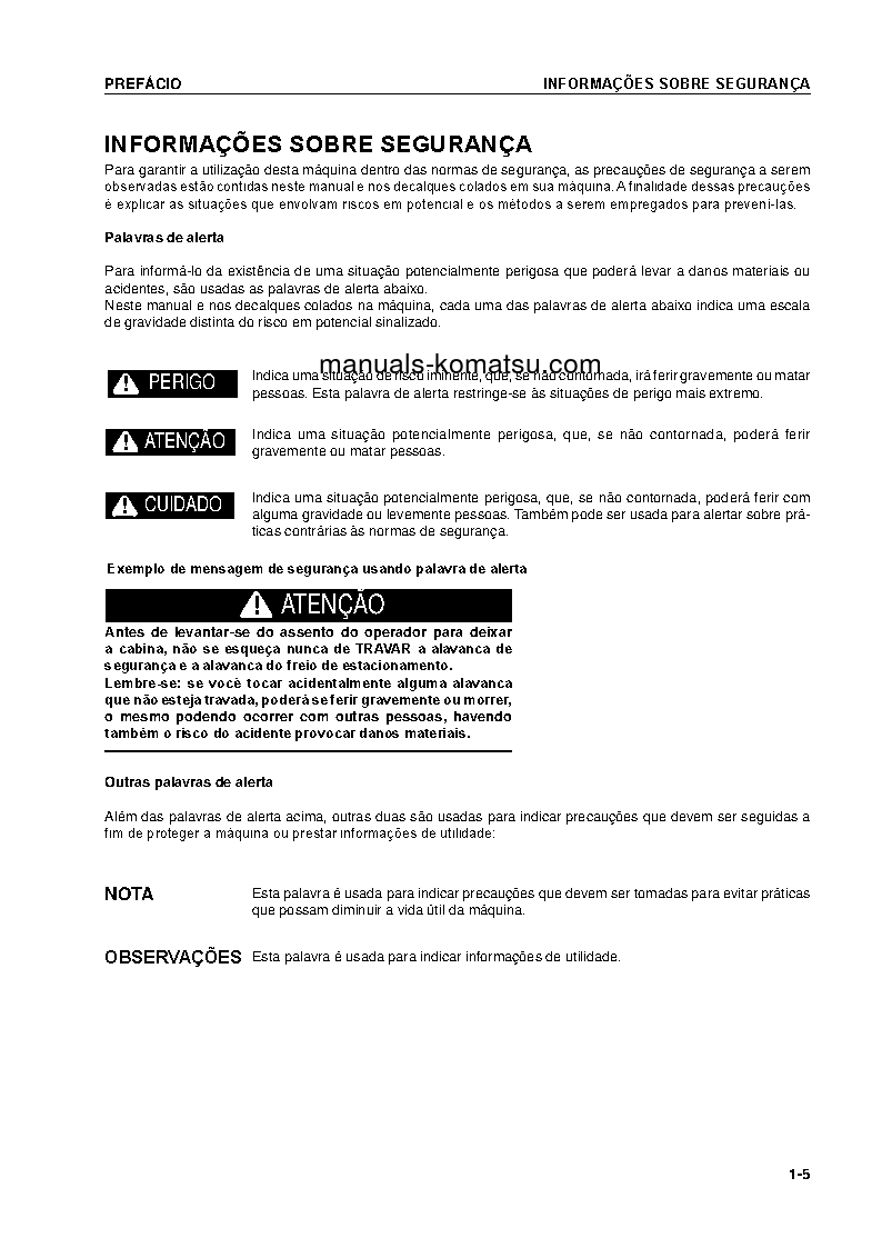 Protected: D475A-5(JPN)-E0 S/N 30071-UP Operation manual (Portuguese)