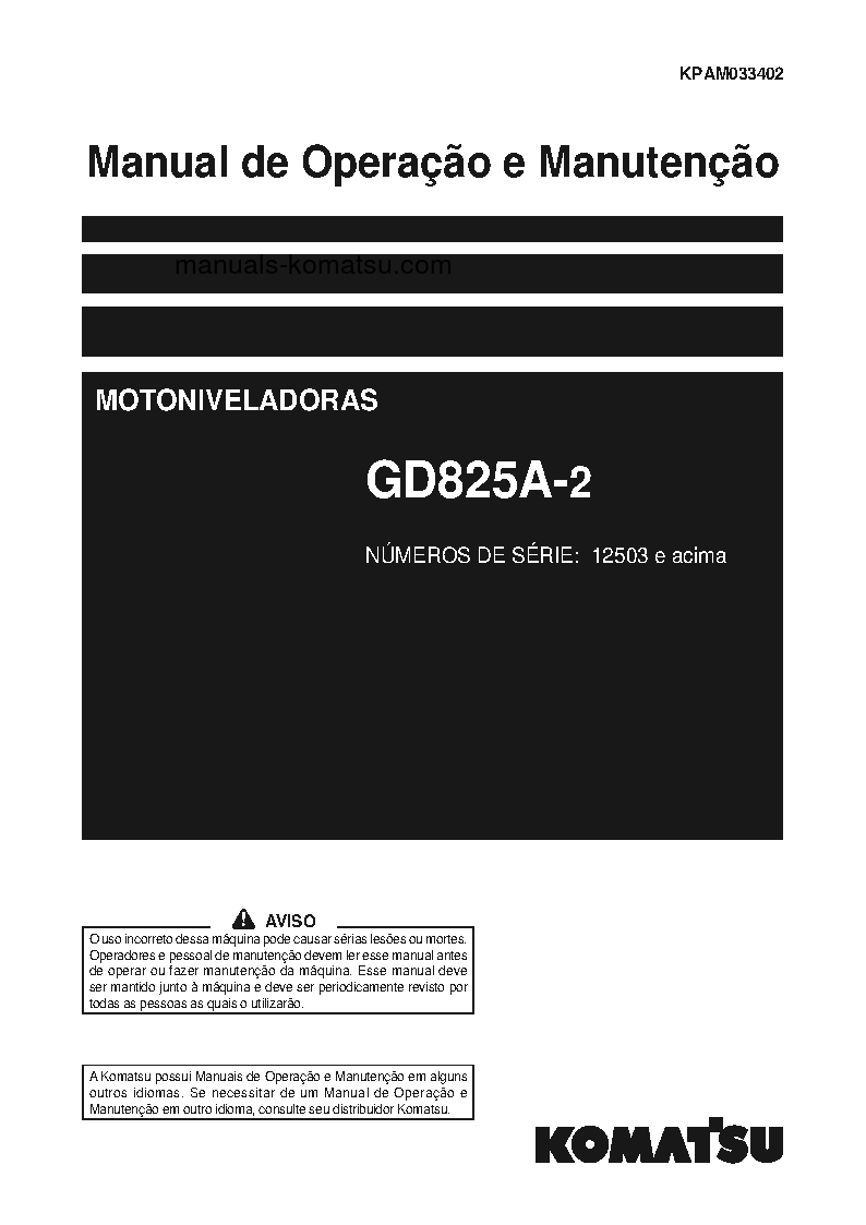 GD825A-2(JPN) S/N 12503-UP Operation manual (Portuguese)
