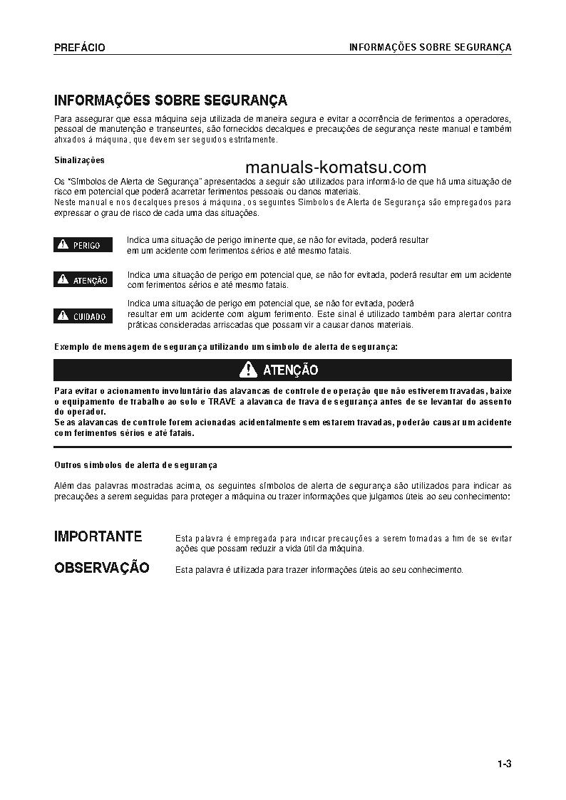 Protected: GD825A-2(JPN) S/N 12503-UP Operation manual (Portuguese)