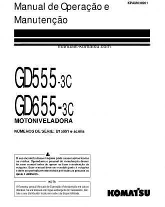 GD555-3(BRA)-C S/N B15001-UP Operation manual (Portuguese)