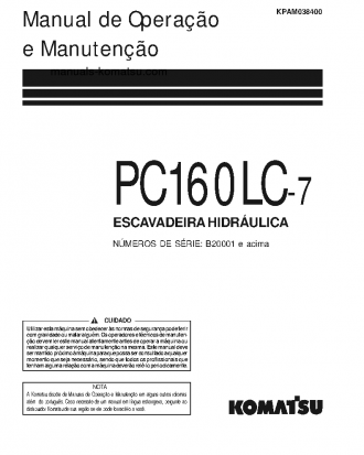 PC160LC-7(JPN) S/N 10001-UP Operation manual (Portuguese)