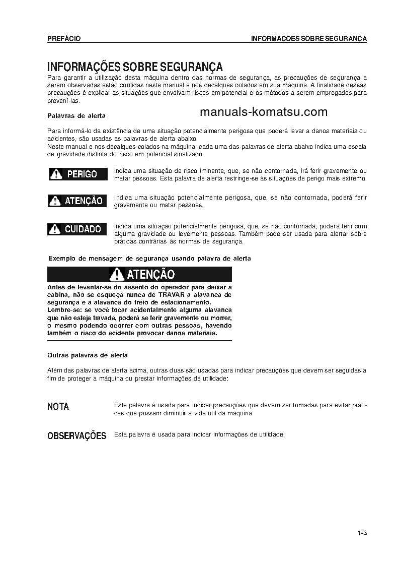 Protected: D375A-5(JPN) S/N 18052-UP Operation manual (Portuguese)