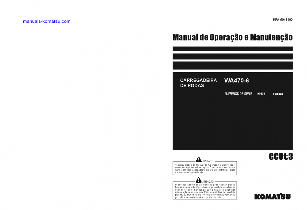 WA470-6(JPN) S/N 90234-UP Operation manual (Portuguese)