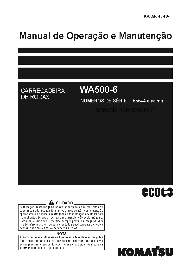 WA500-6(JPN) S/N 55544-UP Operation manual (Portuguese)