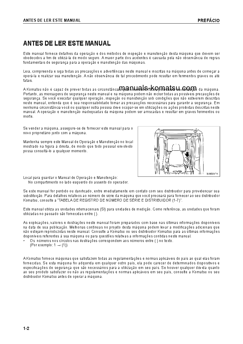 Protected: PC1250SP-8(JPN) S/N 30165-UP Operation manual (Portuguese)