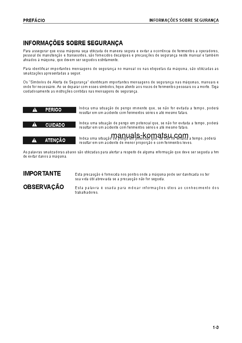 Protected: PC130-8(BRA) S/N B10001-UP Operation manual (Portuguese)