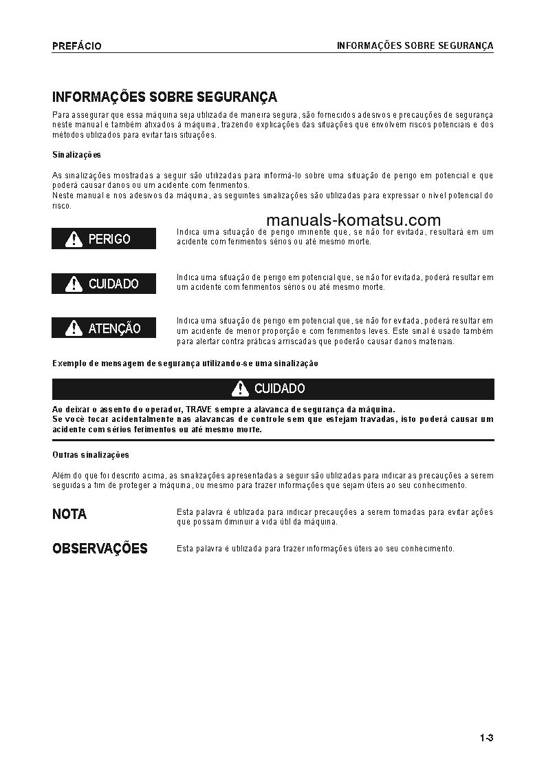 Protected: PC200-8(BRA)-M0 S/N B50001-UP Operation manual (Portuguese)