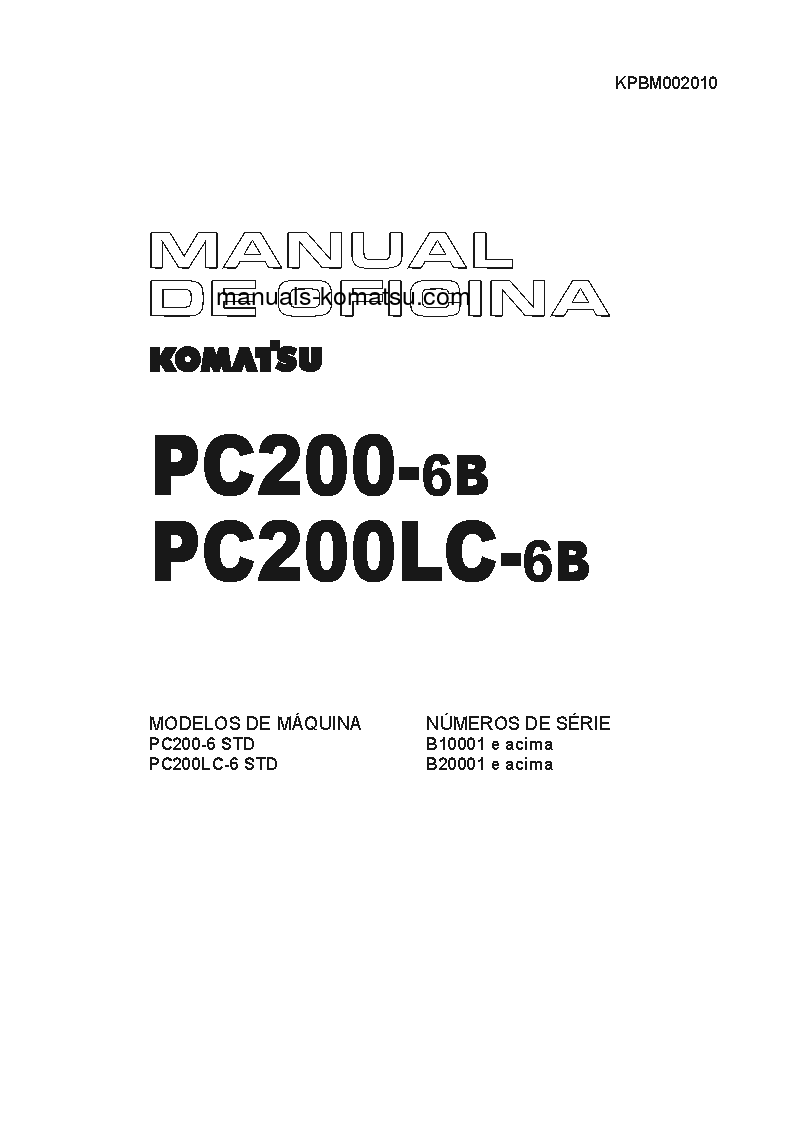 PC200-6(BRA) S/N B10001-UP Shop (repair) manual (Portuguese)