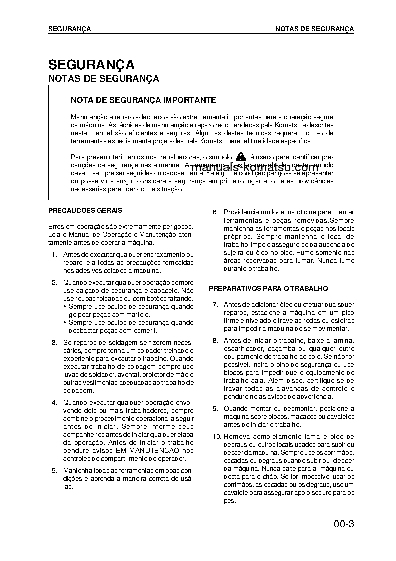 Protected: PC200-6(BRA) S/N B10001-UP Shop (repair) manual (Portuguese)