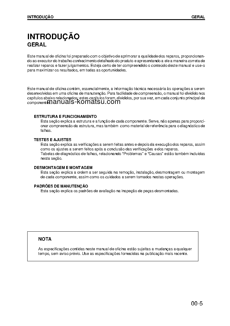 Protected: PC200-6(BRA) S/N B10001-UP Shop (repair) manual (Portuguese)