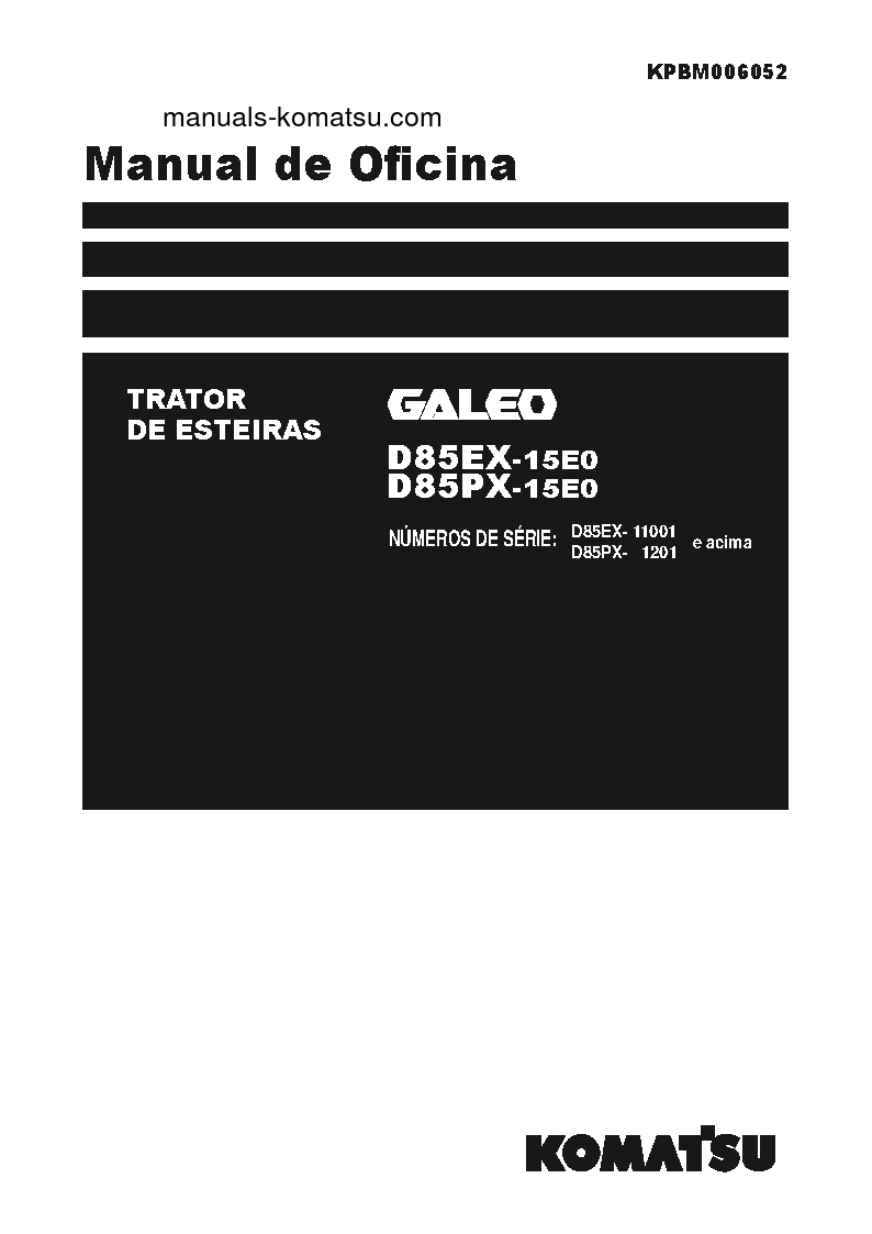 D85EX-15(JPN)-E0 S/N 11001-UP Shop (repair) manual (Portuguese)