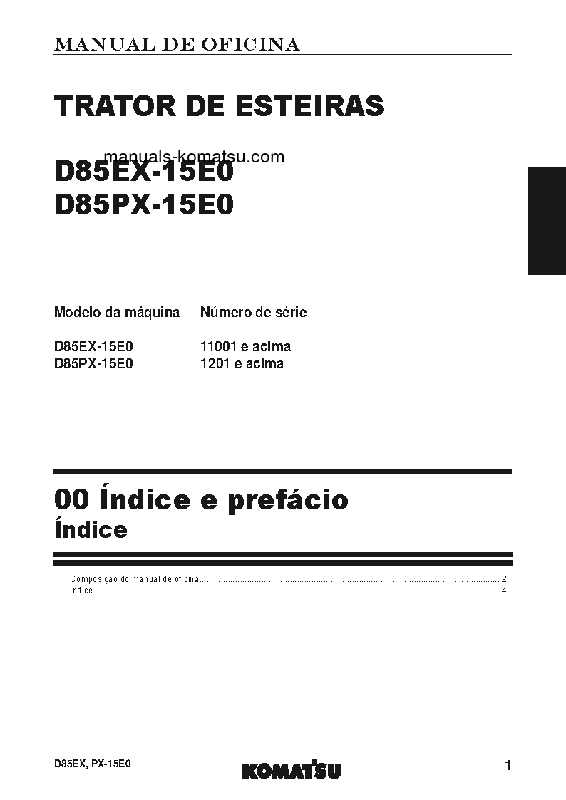 Protected: D85EX-15(JPN)-E0 S/N 11001-UP Shop (repair) manual (Portuguese)