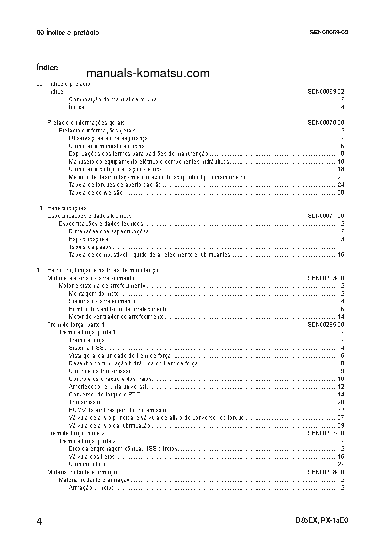 Protected: D85EX-15(JPN)-E0 S/N 11001-UP Shop (repair) manual (Portuguese)