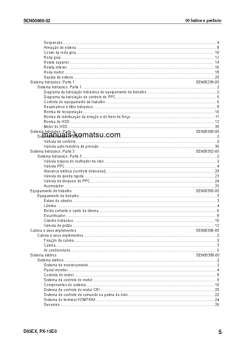 Protected: D85EX-15(JPN)-E0 S/N 11001-UP Shop (repair) manual (Portuguese)