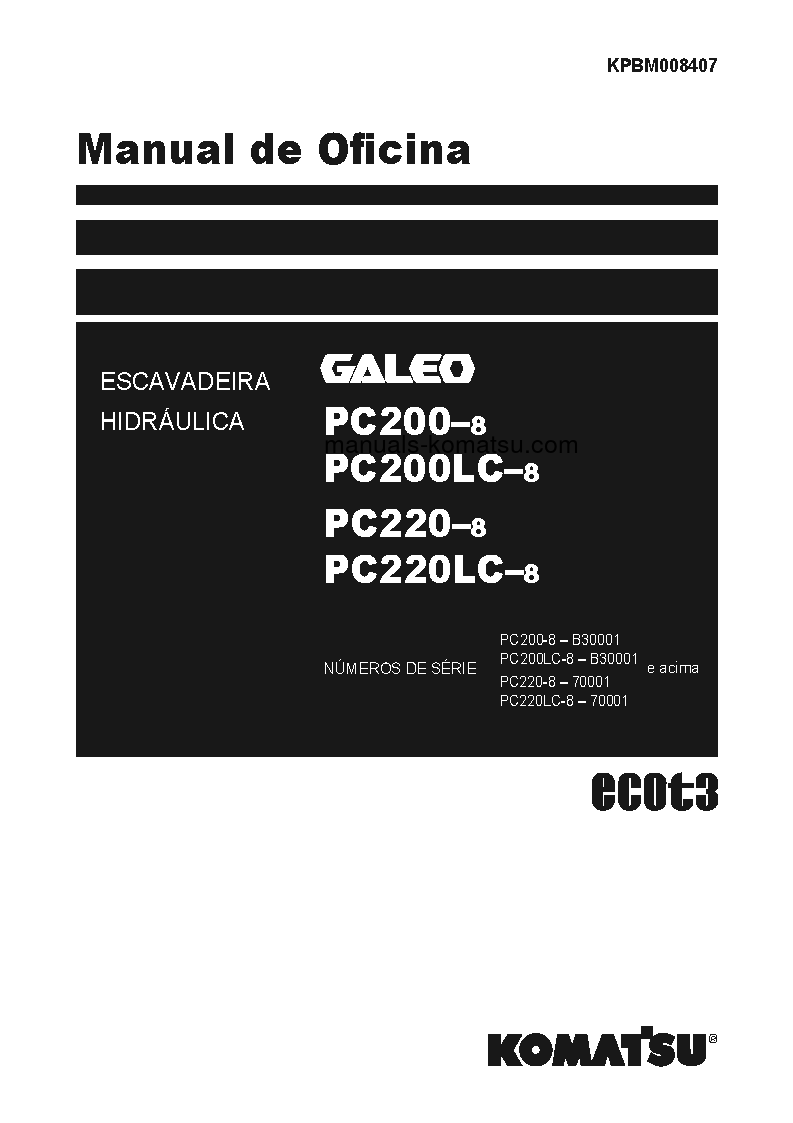 PC220LC-8(JPN) S/N 70001-UP Shop (repair) manual (Portuguese)