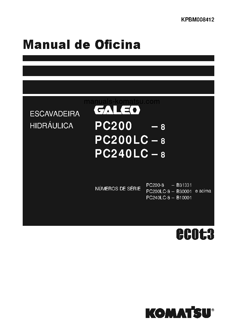 PC240LC-8(BRA) S/N B10001-UP Shop (repair) manual (Portuguese)