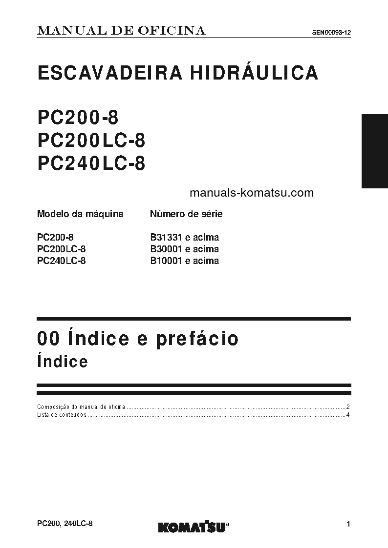 Protected: PC240LC-8(BRA) S/N B10001-UP Shop (repair) manual (Portuguese)