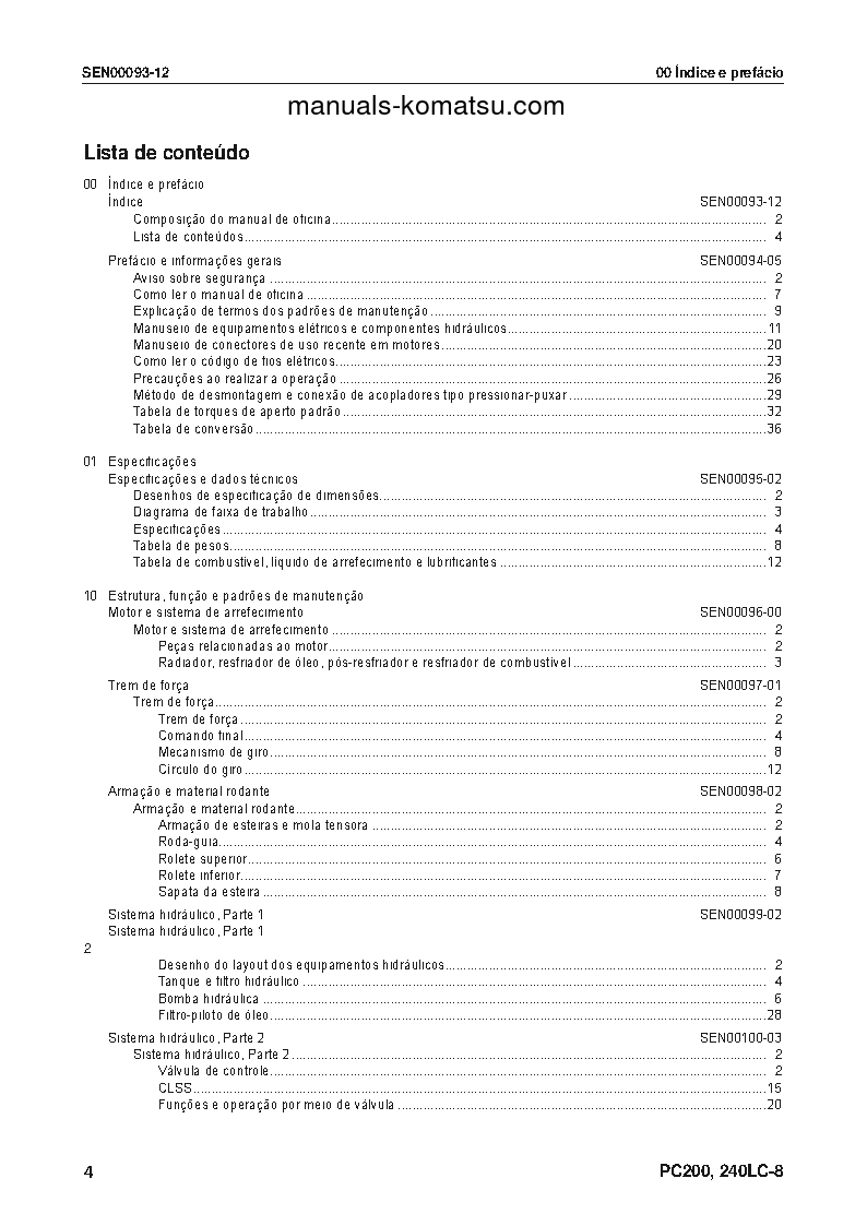 Protected: PC240LC-8(BRA) S/N B10001-UP Shop (repair) manual (Portuguese)