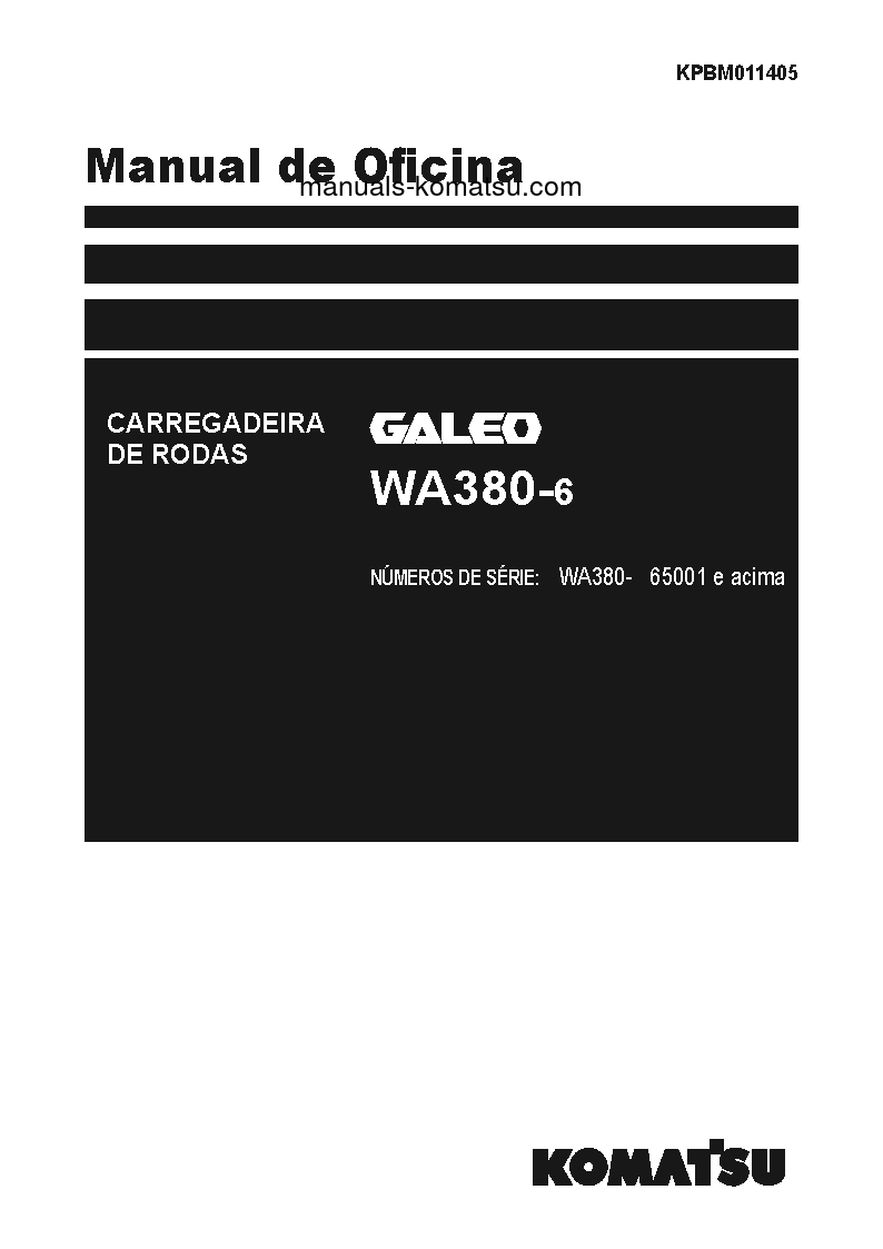 WA380-6(JPN) S/N 65001-UP Shop (repair) manual (Portuguese)