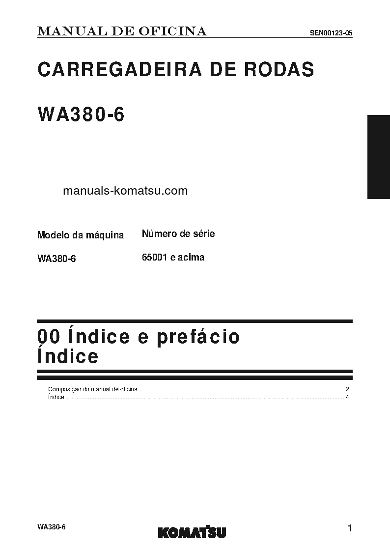 Protected: WA380-6(JPN) S/N 65001-UP Shop (repair) manual (Portuguese)