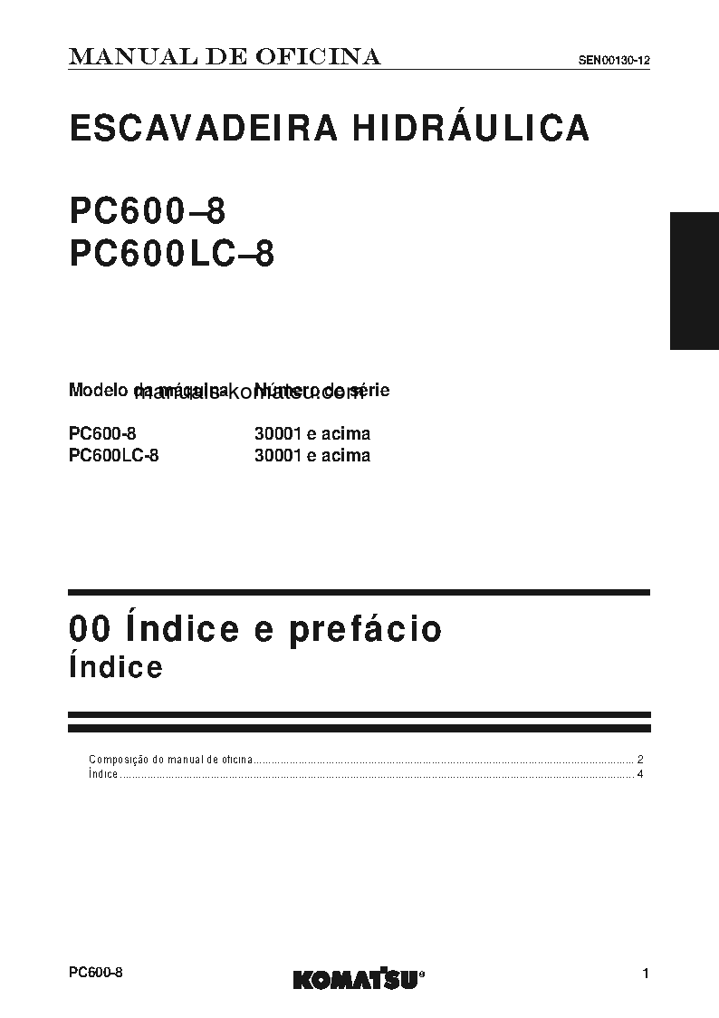 Protected: PC600LC-8(JPN) S/N 30001-UP Shop (repair) manual (Portuguese)