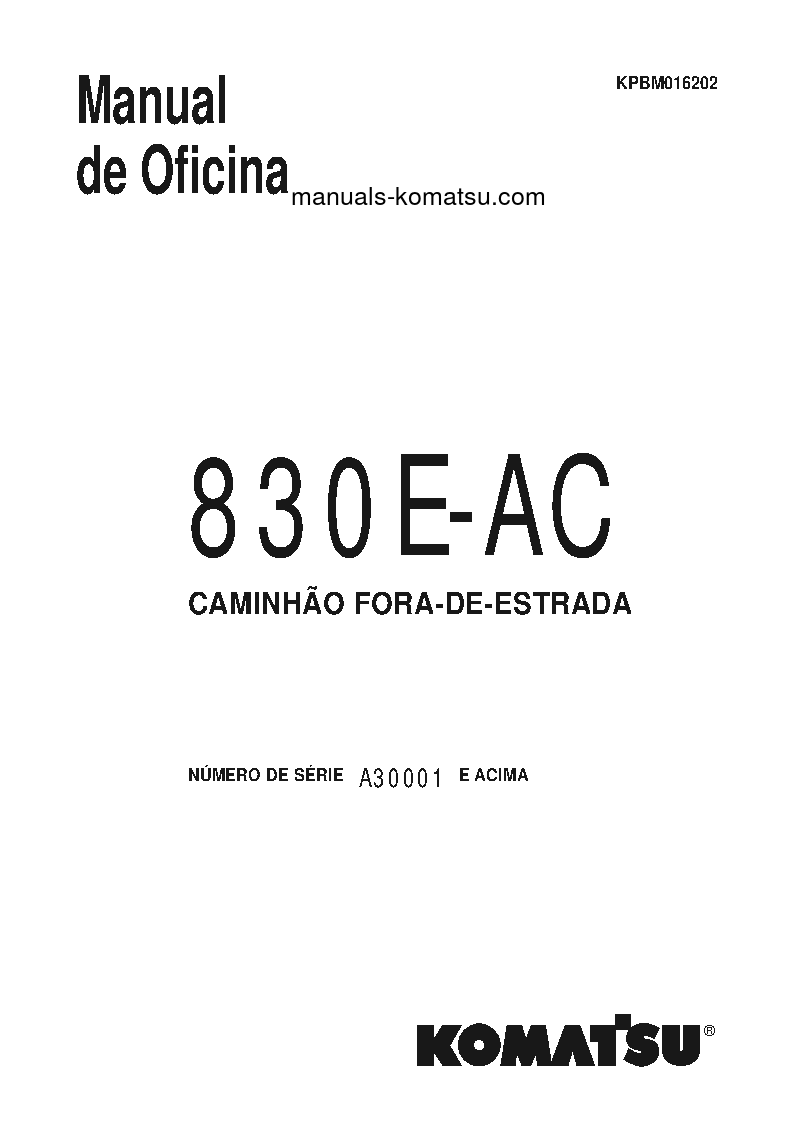 830E-AC(USA) S/N A30001-UP Shop (repair) manual (Portuguese)