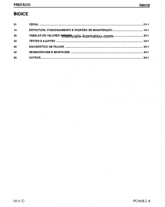 PC400LC-8(USA) S/N A88001-UP Shop (repair) manual (Portuguese)