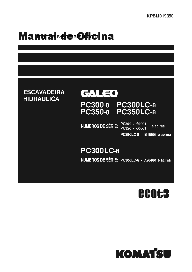 PC300LC-8(USA) S/N A90001-UP Shop (repair) manual (Portuguese)
