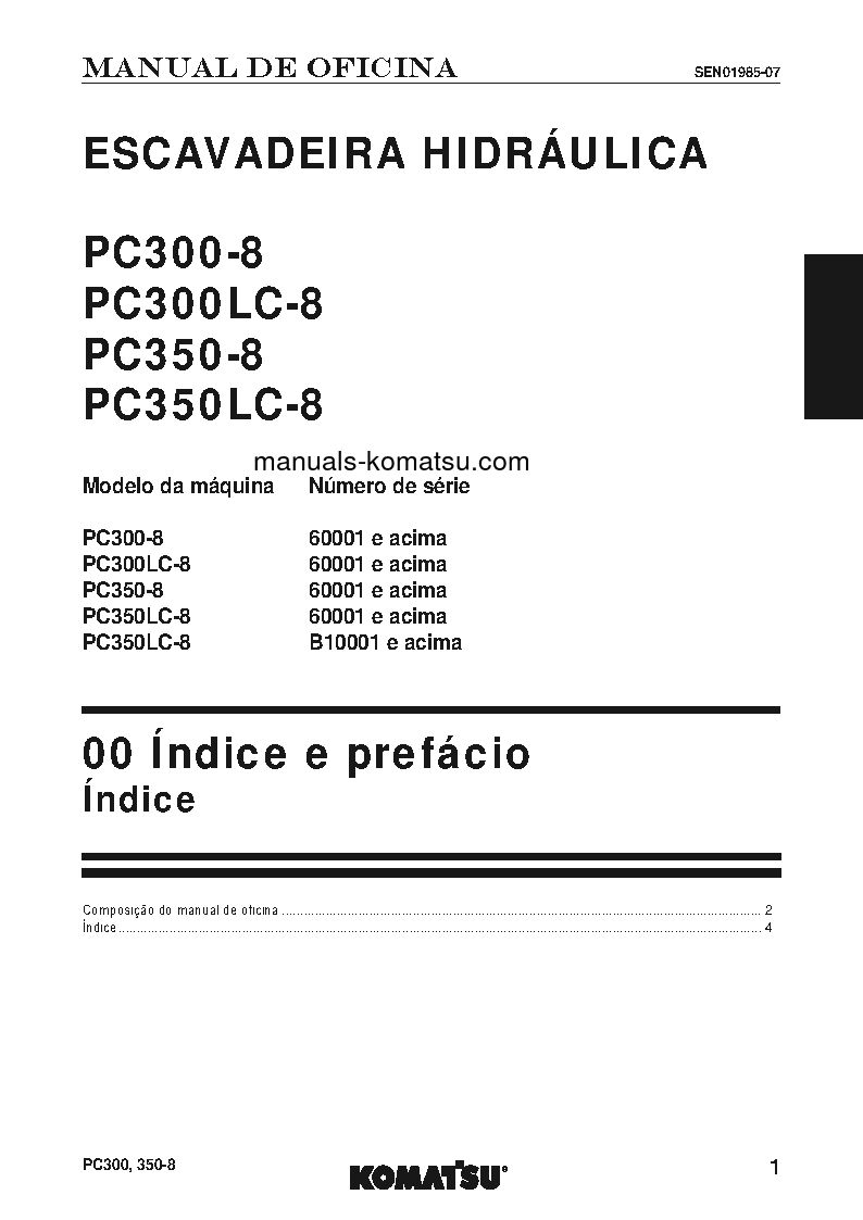 Protected: PC300LC-8(USA) S/N A90001-UP Shop (repair) manual (Portuguese)