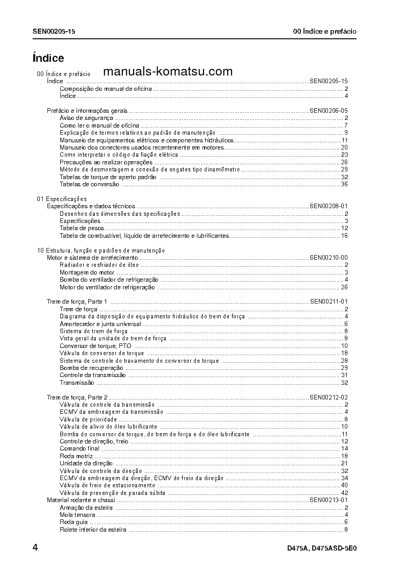 Protected: D475A-5(JPN)-E0 S/N 30001-UP Shop (repair) manual (Portuguese)