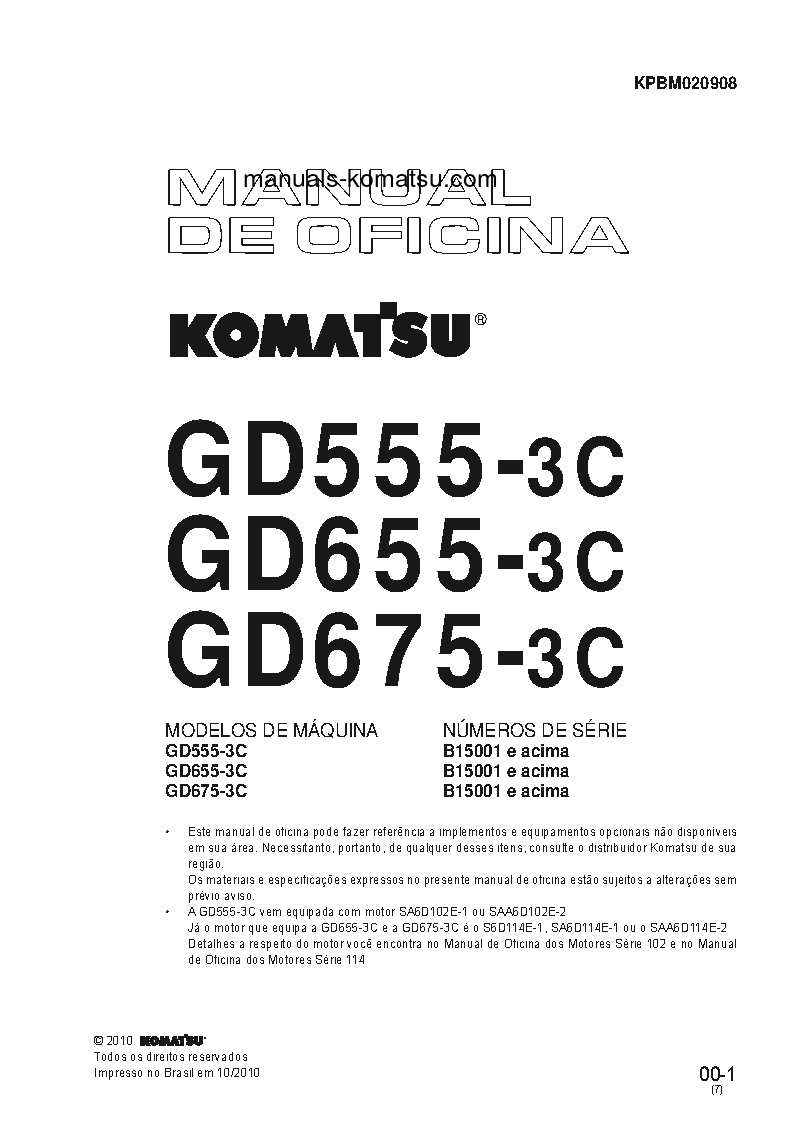 GD555-3(BRA)-C S/N B15001-UP Shop (repair) manual (Portuguese)