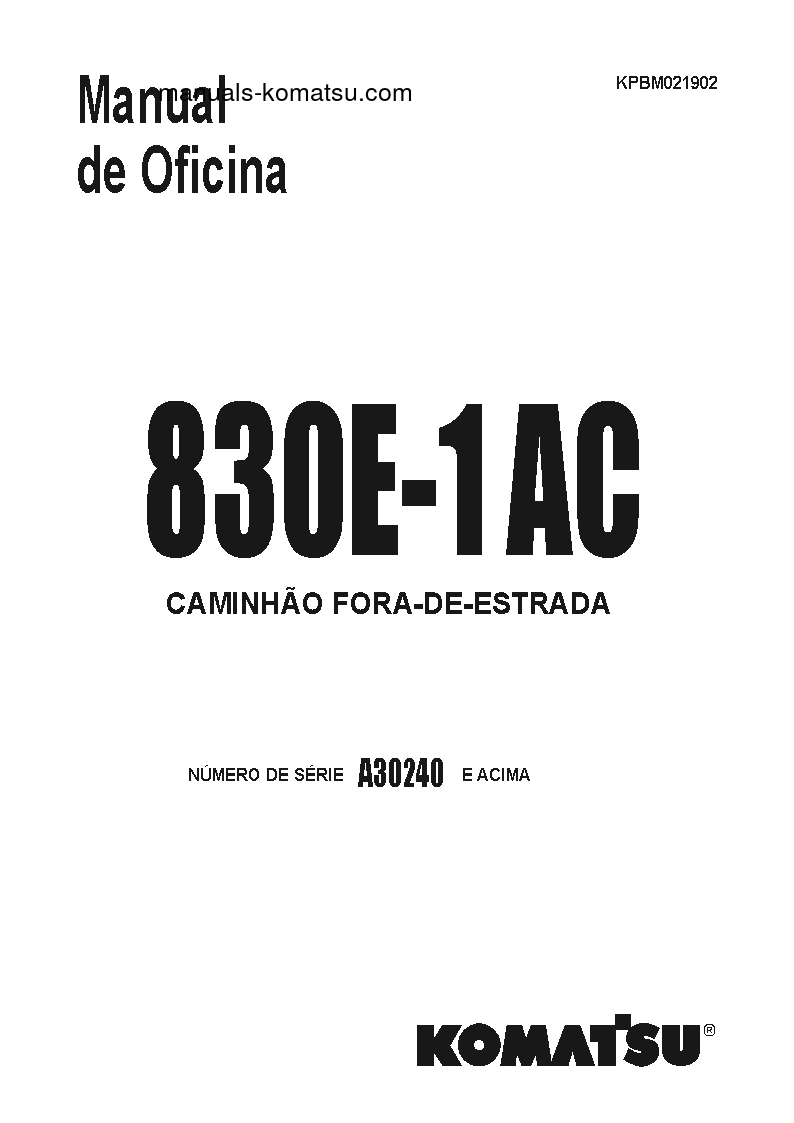 830E-1(USA)-AC S/N A30240-UP Shop (repair) manual (Portuguese)