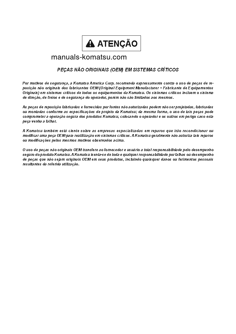 Protected: 830E-1(USA)-AC S/N A30240-UP Shop (repair) manual (Portuguese)