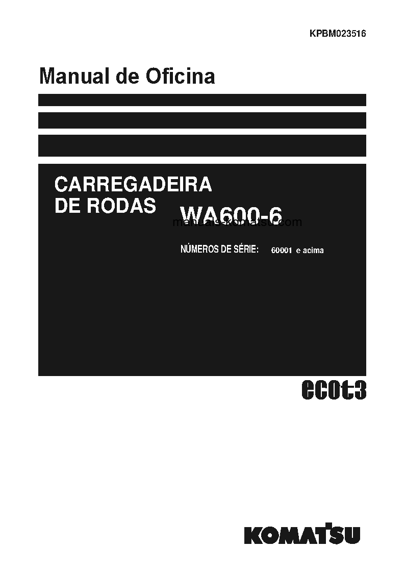 WA600-6(JPN) S/N 60001-UP Shop (repair) manual (Portuguese)