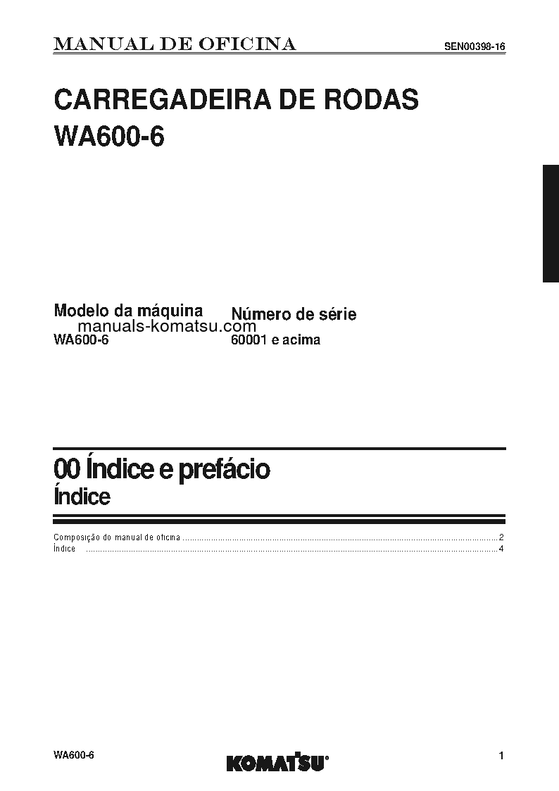 Protected: WA600-6(JPN) S/N 60001-UP Shop (repair) manual (Portuguese)
