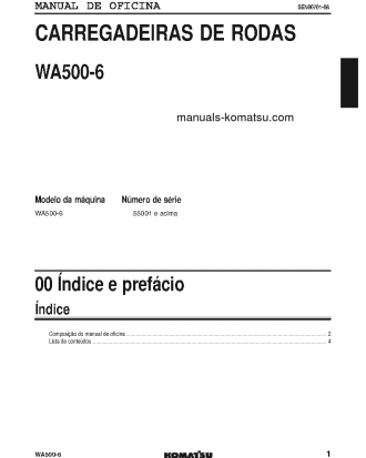 WA500-6(JPN)-FOR N. AMERICA S/N 55001-UP Shop (repair) manual (Portuguese)