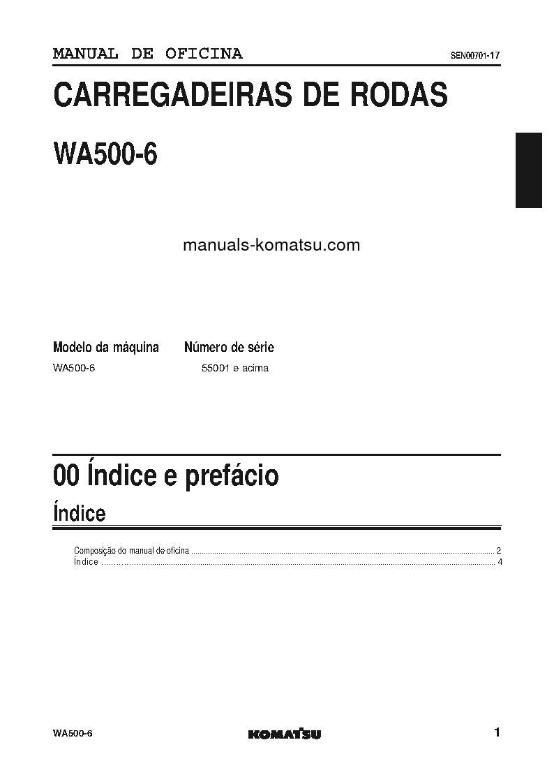 Protected: WA500-6(JPN) S/N 55001-UP Shop (repair) manual (Portuguese)