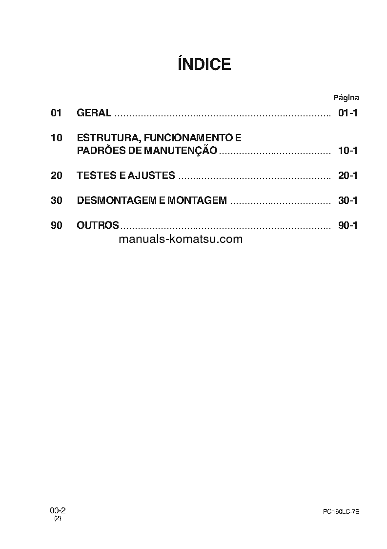 Protected: PC160LC-7(BRA) S/N B20001-UP Shop (repair) manual (Portuguese)