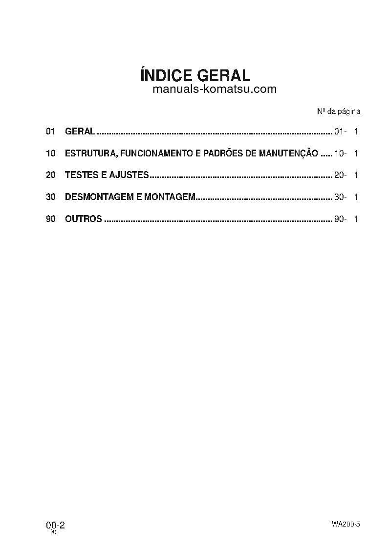 Protected: WA200-5(BRA) S/N B10001-UP Shop (repair) manual (Portuguese)
