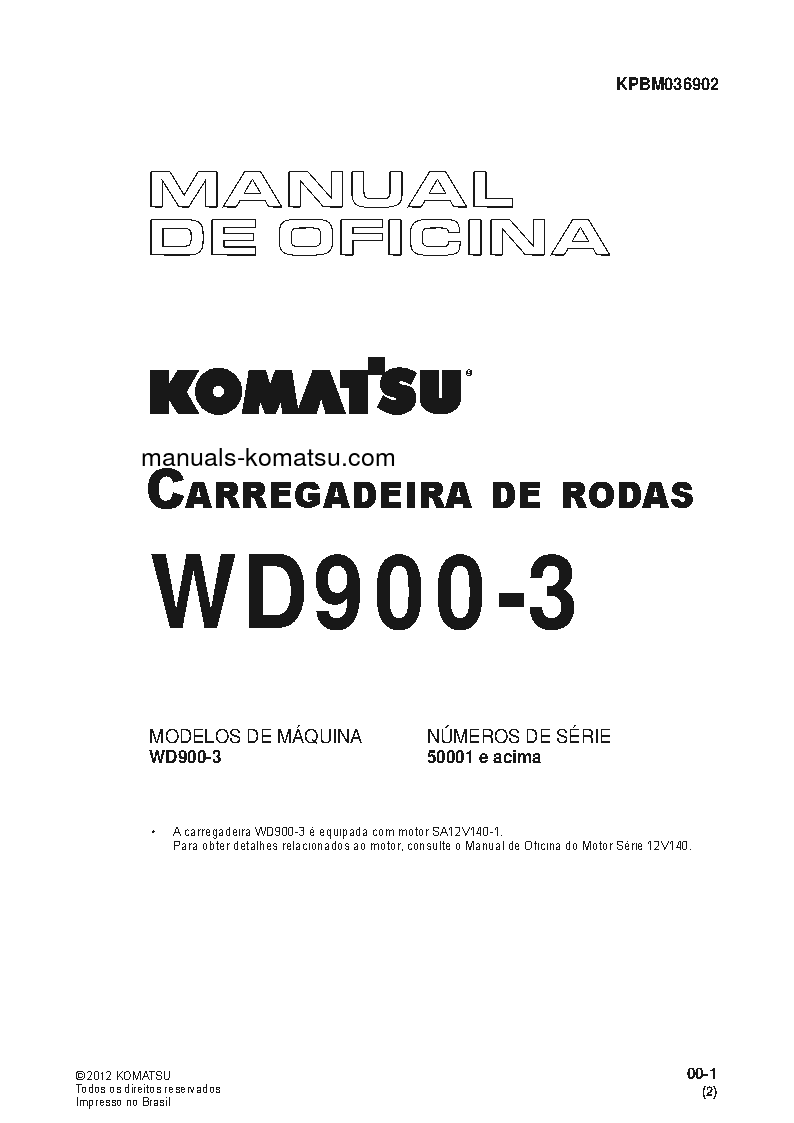 Protected: WD900-3(JPN) S/N 50001-UP Shop (repair) manual (Portuguese)
