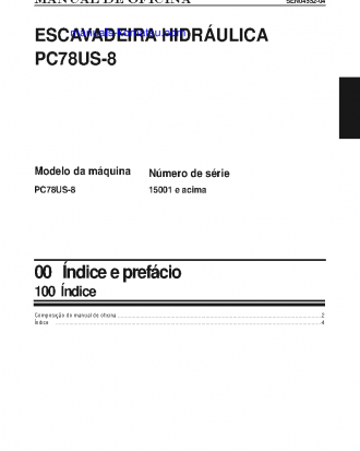 PC78US-8(JPN) S/N 15001-UP Shop (repair) manual (Portuguese)