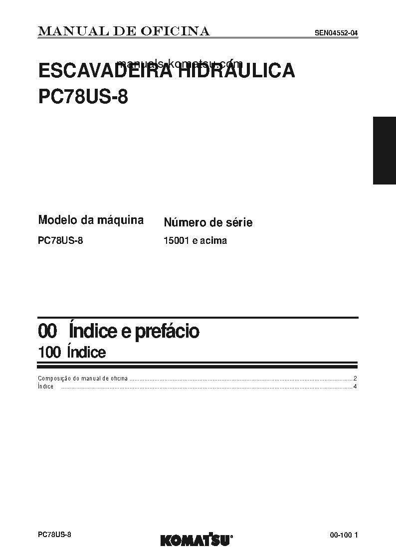 Protected: PC78US-8(JPN) S/N 15001-UP Shop (repair) manual (Portuguese)